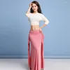 Stage Wear Belly Dance Costume Female Adult Sexy Top Long Skirt Mixed Color Suit Performance Clothes Profession Practice Clothing