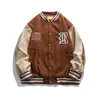 2022 Hip Hop Leather Varsity Bomber Jacket Streetwear Men's Restodiery Letter Colleet Jackets Coat Harajuku Patchwork Jacket