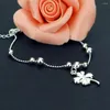 Anklets Simple Silver Jewelry Women's Ankle Bracelet Summer Cool Clover Bead Anklet Girl Birthday Gift