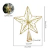 Juldekorationer Tree Topper 5 Pointed Star med LED Light Gold Glitter Decor för dekorationsträd