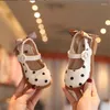 Shorts 2022 Spring Baby Shoes Cute Polka Dot Bow Girls Single Shollow Children Hollow Out Kids Flat Heel Sandal