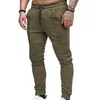 Men's Pants Men Solid Color Drawstring Elastic Waist Sport Pleated Trousers