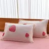 Pillow JUSTCHIC Winter And Velvet Pillowcase Cartoon Print Coral Fleece Thick Warm Cover 48x74cm