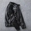 メンズレザーフェイクYR Sブランドモータースタイルレザージャケットメン冬の黒い本物の牛皮コートクラシックバイカースカルジャケット3071