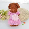 Vêtements pour chiens 2022 Été Mignon Floral Robe pour animaux de compagnie Robes pour petits chiens Princesse Luxe Mariage Chats Vêtements Rose / Bleu