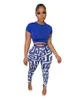 Pantalones de dos piezas para mujer 2022 Diseñador de lujo Young Sexy High Street Bandage Manga corta Flaco Lápiz largo Mujeres 2 Set