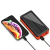 Waterproof Manufacturer Solar Power Bank panels Portable 30000mAh Charger built 4 cables USB micro type-C Fast Charging LED Flashlight Factory Hot Sales Style