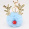 Plush Elk Pendants Key ring Keychain Pompom Reindeer Fur Ball Doll Keychain Xmas Ornaments Party Favors Christmas New Year