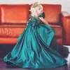 Green Flower Dresses V Neck Lace Appliqued Beaded 3D Sequined Girl Pageant Gowns Backless Bow Ruffle Tiered Skirt Birthday Christmas Gown 403