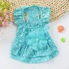 Dog Apparel 2022 Summer Cute Floral Pet Dress Vestidos For Small Dogs Princess Luxury Wedding Cats Clothes Pink/Blue