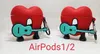 Новинка для Airpods pro 3d Cute Gen 2, дизайнерский силиконовый чехол на заказ, роскошный красный чехол с красным сердцем и плохим кроликом для Airpod