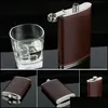 Höftkolvar Höftkolvar 510 oz Luxury Pocket Brown Leather Ered Small Stainless Steel For Alcohol Portable Whisky Gift 220928 Drop de DHE1V