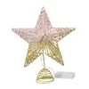 Juldekorationer trädtoppstjärna LED -ljus Glitter Xmas Trees Topper Ornament för hemfestival Party Decoration Holiday Presentleveranser