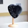 Chapéus de boina feminino com raposa pó pom pom imitação de cristal pare de veludo gordeias inverno quente mulheres pintor chapéu de chapéu casual