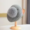 Casquettes de béret tricotées de luxe pour femmes hiver automne véritable fourrure de renard Pom Pom bérets extérieur garder au chaud peintre chapeaux Gorras