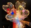 Party Decoration LED Bobo Balloon Flashing Light Heart Shaped Rose Flower Ball Transparent Wedding Valentine's Day Gift by sea RRE15289