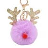 Plush Elk Pendants Key ring Keychain Pompom Reindeer Fur Ball Doll Keychain Xmas Ornaments Party Favors Christmas New Year