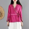 Etnische kleding 2022 Traditionele Chinese dames blouse folkstijl katoen linnen vintage shirt tangpak cheongsam vrouwelijke dame chiffon