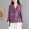 Etnische kleding 2022 Traditionele Chinese dames blouse folkstijl katoen linnen vintage shirt tangpak cheongsam vrouwelijke dame chiffon