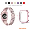 Women Bling watchBand Diamond Rhinestone Cases Compatible Apple Watch Band Series 8 7 6 5 4 3 Stainless Steel Metal Bracelet Strap for iWatch s7 41mm 45mm 44mm 42mm 40mm