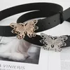 أحزمة أزياء بو الجلود الخصر للنساء Fairy Butterfly Buckle Wide Belt Belt -Chic Luxury Beachury Bastage Strap