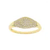 Clusterringen 925 Sterling Silver Gold Vermeil Girl Women Finger Jewelry Micro Pave CZ Minimale Ronde Dot Cute