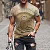 Camisetas masculinas de verão 2022 Trendência 3D Padrão confortável e casual grande pacote de manga curta larga camisetas