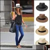 Wide Brim Hats St Weaving Sun Hat Summer New Pattern Formal Men And Women Big Cowboy Wide Brim Caps Black Fashion Drop Delivery 2022 Dhrre