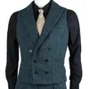 Erkek Takım Elbise Vintage Balıksırtı Tüvit Kruvaze Erkek Yelek Sadece Özel Yapılmış Damat Düğün Kıyafeti Terno Masculino Slim Fit 1 Adet