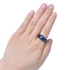 Anneaux de mariage Bleu rond Zircon bague de fiançailles ensemble pour femmes Vintage noir or rempli double ensembles de mariée femme bijoux cadeaux2018301