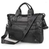 Briefcases Genuine Leather Briefcase Men Business Bag Laptop Tote Male Office Handbag Shoulder Bags For