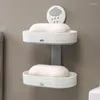 Mydlanki naczynia podwójnie warstwy bez perforacji domowe montowane na ścianie montowane w łazience do przechowywania toalety