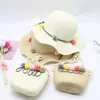 Hüte Seioum Mädchen Kinder Niedlich Lässige Strohhut Handtasche Sets Kind Baby Outdoor Reise Urlaub Strand Floppy Taschen Set Sun Cap Panama