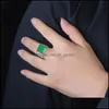 Wedding Rings Wedding Rings Luxe wit goud groen kristal kleur zirkon edelstenen cocktail party dames jubileum jubileum sieraden cadeauwe dhnd1