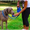 Colarinho de cachorro multifuncional coleira de estimação de animais de estimação durável corda longa retrátil com dispensador de bolsa de tigela de garrafa de água embutida