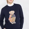 Autumn and Winter 2030 Women's Sweaters New Women's Cartoon Embroidery Bears Round Neck Pullover Tröja Skjorta