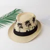 Berets Palm Tree Sun Protection Unisex Short Brim Straw Hat Shade Breathable Beach Men Summer Cap Jazz