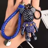 Keychains tassels cartoon bear cute bag charm holder resin creative diamond car key chain bag pendant clip doll machine small gift wholesale black keychain