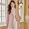 Women's Suits Winter Quilted Thicken Elegant Suit Jackets Women 2022 Autumn Fashion Shiny Tweed Blazer Coats Ladies Casual Work Outwear