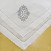 Yay bağları 12 monogramlı akşam yemeği peçeteleri beyaz hemstitch masası peçete 20 "x20" merdiven rengi işlemeli ilk n çay