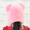 Hattar vinter flickor hatt naturlig päls bombplan örat varm hög kvalitet söta barn riktigt