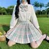Set di abbigliamento Jk School Girl Uniform Autunno 2022 Gonna a pieghe a vita alta giapponese A-Line Set completo Donna Abiti da studente dolci carini