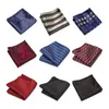 Pocket square zakkerchief merk fabriek verkoop mode zijden hoofddoek man shirt accessoires gestreepte donkere rode vaderdag j220816
