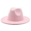 Gorra de Panamá Jazz Sombrero formal Retro Lana Señora Fieltro Fedora Moda Sólido Llanura Color caramelo Ala ancha Unisex Trilby Chapeau para hombres Mujeres RRA12