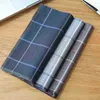 1Pc Grey Gentleman Pocket Squares Cotton Plaid Grid Strip Men Business Breast Towel Hanky Handkerchiefs Scarves 4343Cm J220816