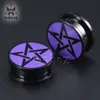 KUBOOZ – bouchons d'oreille pentagramme violet en acier inoxydable, tunnels de perçage, jauges de boucles d'oreilles, bijoux de corps, extenseurs entiers 6mm 62089630184
