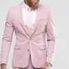 Мужские костюмы Pink Slim Fit выпускной для мужчин 2 шт. Свадьба в смокинге -жених с зарезом с зарезом набор одежды для модной одежды с зарезом.