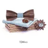 Linbaiway Manual Woode Bow Tie Hantchief Cufflinks Brooches Set Men Wood Bowtie Suit Wedding Gravata Cravate Homme J220816