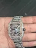 손목 시계 럭셔리 커스텀 블링 아이스 아웃 시계 화이트 골드 도금 모이즈 애니트 다이아몬드 감시 5A 고품질 복제 기계 1221