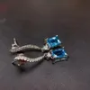 Stud fashion elegant wave Square natural blue topaz drop earrings 925 silver Natural gemstone Earring party gift jewelry 2210229796744